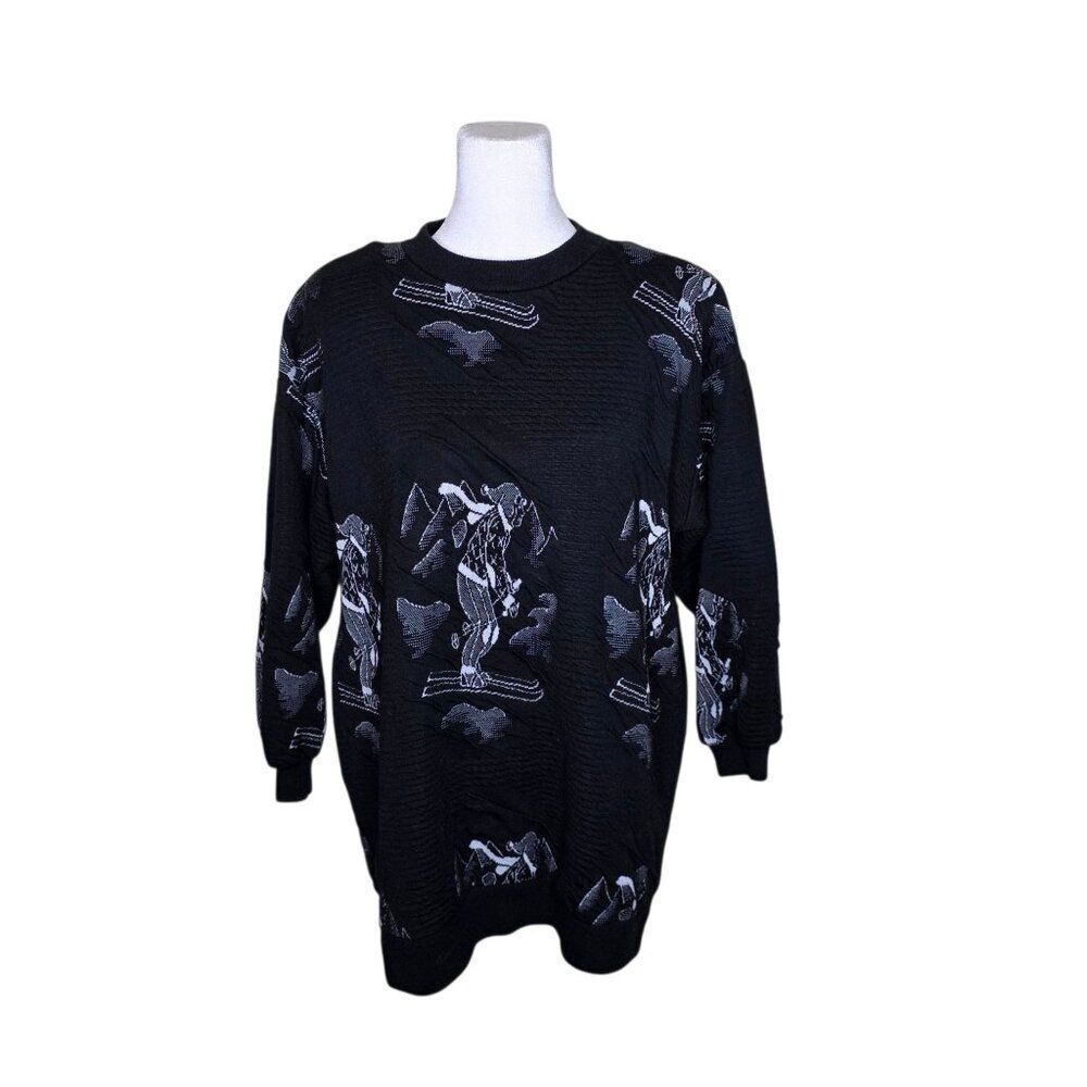 Vintage 1990s Ski Pullover Sweater Wommens Size XL Black